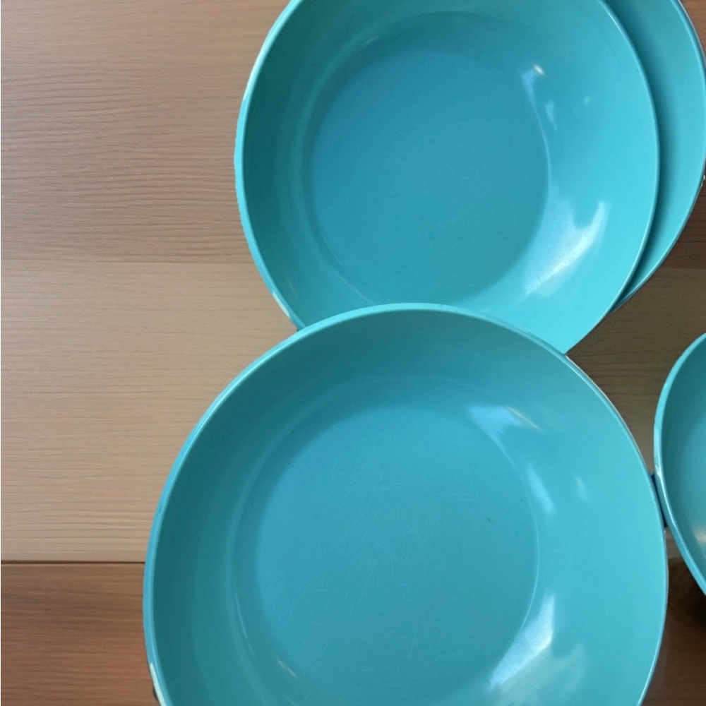 Turquoise Melamine Serving Bowls - Set of 4